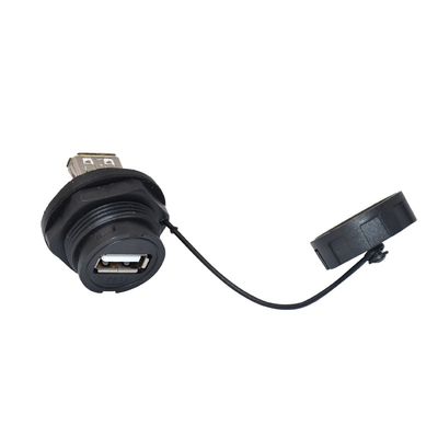 Conector impermeável USB 2,0 dos ethernet IP67 à tomada fêmea da montagem do painel com tampa
