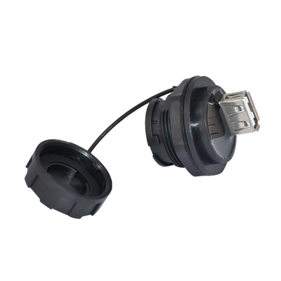 Conector impermeável USB 2,0 dos ethernet IP67 à tomada fêmea da montagem do painel com tampa