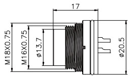 Conector traseiro da montagem da placa de M16 8pin, conector impermeável do diodo emissor de luz do PWB IP67