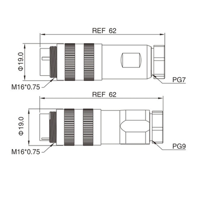 IP67 cabo circular elétrico impermeável conectores moldados do conjunto 5p/6p/7pin M16 para a aplicação do sensor