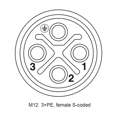 M12 S codificou a tomada impermeável de Front Panel Mount With Pigtail dos pinos da fêmea 4 do conector