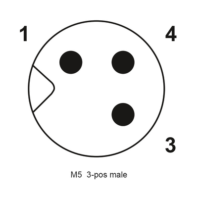 M5 uma aviação masculina reta impermeável de codificação do conector de alimentação 3pin em volta do cabo circular