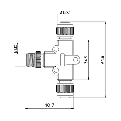 Conector impermeável M12 A do divisor de M12 5pin T que codifica o homem ao adaptador 2 fêmea