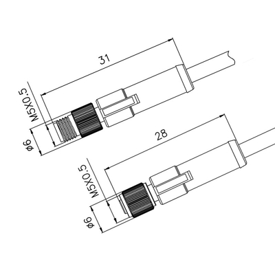 M5 3 conjuntos moldando impermeável de Pin Male Female Connector Left/de cabo ângulo direito