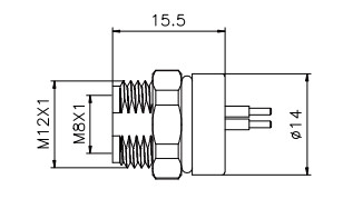 Conector reto impermeável do receptáculo do painel do homem 3pin do conector de Front Mounting M8