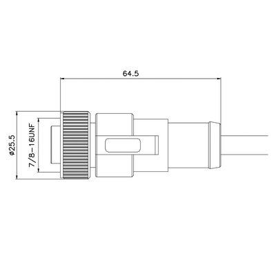 conectores de cabo mecânicos de 250V 5P fêmea moldando reta 5 Pin Connector de 7/8 de polegada