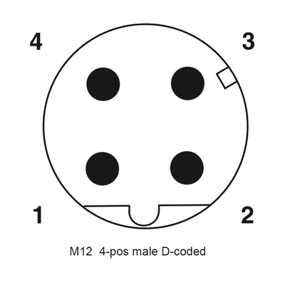 Conector impermeável fêmea do PWB do painel de conector Ip67 4way da Um-codificação industrial do cotovelo 4pin da câmera 4P M12