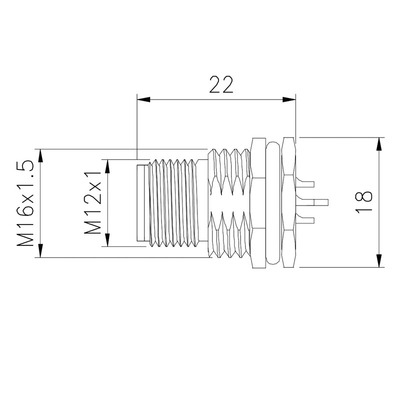 Tipo impermeável conector da solda do conector 300V 8 Pin Straight da automatização de fábrica M12