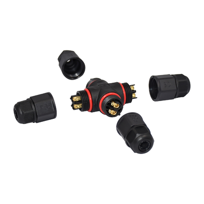 Conector impermeável 3 Pin Male IP68 do parafuso do cabo do PVC Pa66 9mm