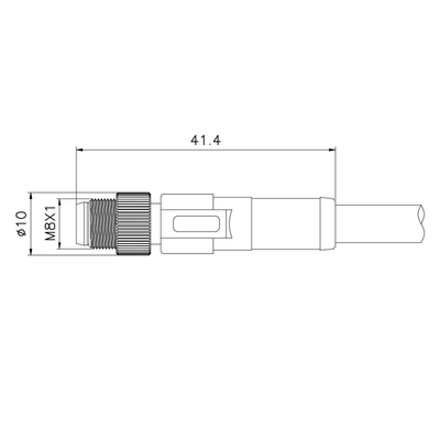 Pin 8 IP68 reto masculino moldado impermeável do conector de cabo de PA66 M8