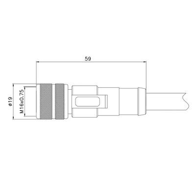 Conector M16 Rigoal M16 14 Pin Connector impermeável protegido fêmea de PA66 GF