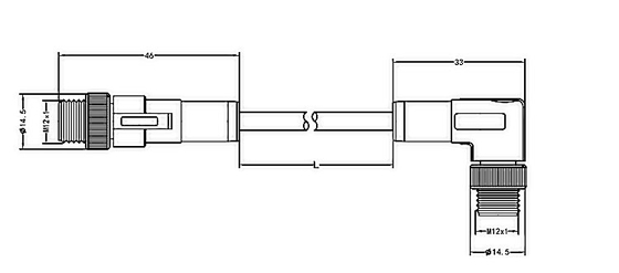 graus reto masculino ROHS do conector impermeável de 5A Pa66 M12 90