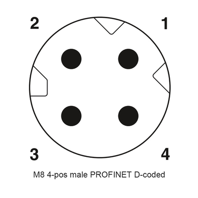 M8 o conector do conjunto do cotovelo da linha TPU PA66 90 graus de D codifica o Pin de ROHS 4