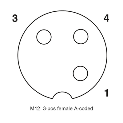 O conector impermeável do fio elétrico de CuZn M12 dobrou o ângulo TPU de 3 Pin Male To Female Right