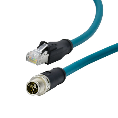 O conector circular impermeável m12 x de Rigoal IP68 codificou ao cabo rj45 para a rede Ethernet