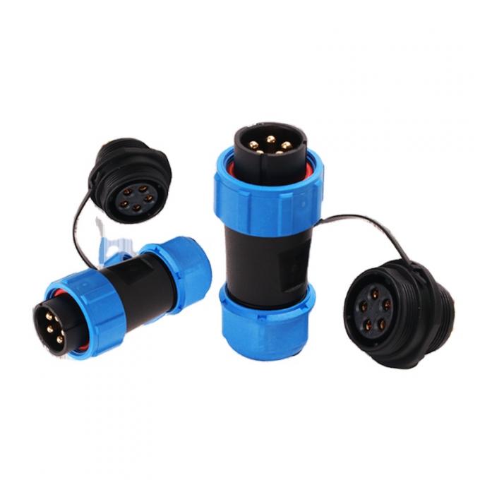 O cabo Inline dos conectores IP68 plásticos circulares impermeáveis obstrui o contato de bronze 1
